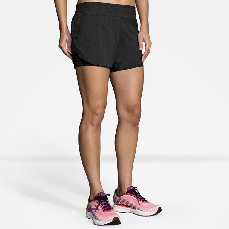 Brooks Womens Rep 3 2-In-1 Running Shorts - Grey (849201-SPF)